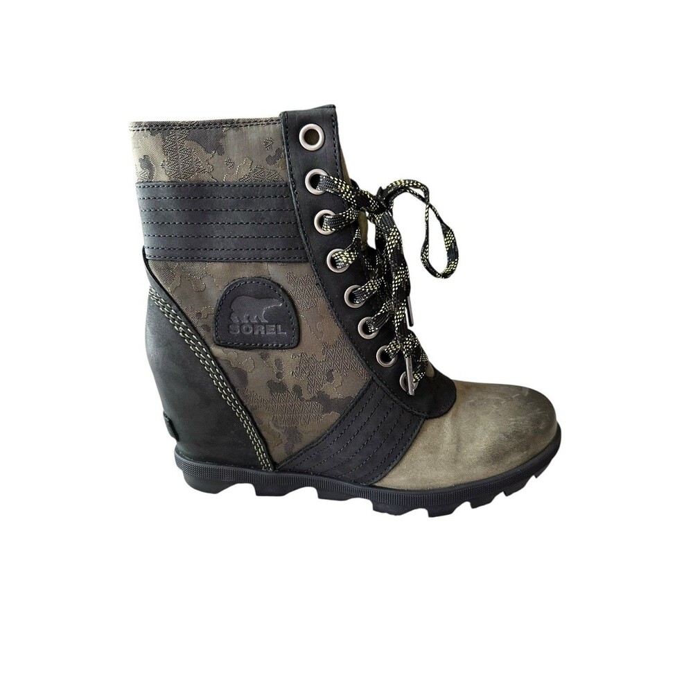 Sorel Lexie Wedge Camo Waterproof Lace Up Boots Women’s Size 8 NL3043-371